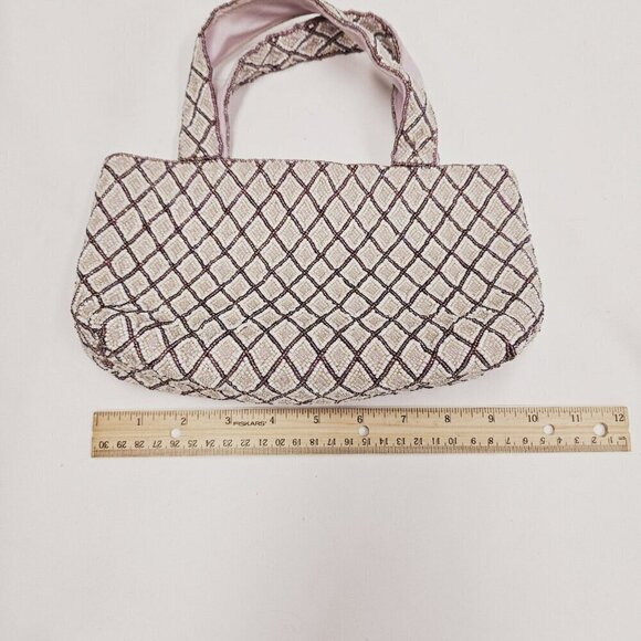 Vintage Avon Beaded Purse Top Handle Bag Diamond Pattern Evening Party Handbag - Picture 8 of 10